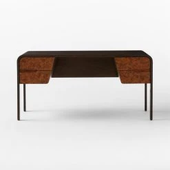 Kasen Burl Wood Executive Desk 10 Kasen Burl Wood Executive Desk -Cb2 Pop Shop KasenExecutiveDeskSOSSS23