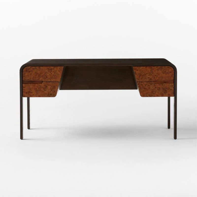 Kasen Burl Wood Executive Desk 4 Kasen Burl Wood Executive Desk - Image 2