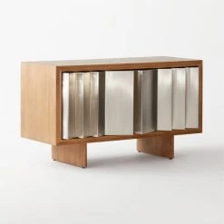 Kibo Steel And Oak Wood Media Console 42.5'' -Cb2 Pop Shop KiboCredenza3QSSF21