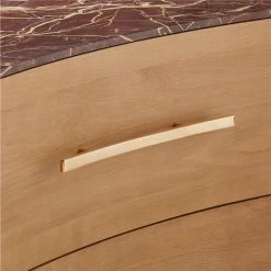 Kingsbury Low 4-Drawer Curved Oak Wood Dresser With Marble Top -Cb2 Pop Shop KingsburyCrvdMrblLwDrssrAVSSF22