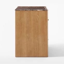 Kingsbury Low 4-Drawer Curved Oak Wood Dresser With Marble Top -Cb2 Pop Shop KingsburyCrvdMrblLwDrssrSDSSF22