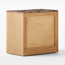 Kingsbury 2-Drawer Curved Oak Wood Nightstand With Marble Top -Cb2 Pop Shop KingsburyCrvdMrblNghtstnd3QBSSF22