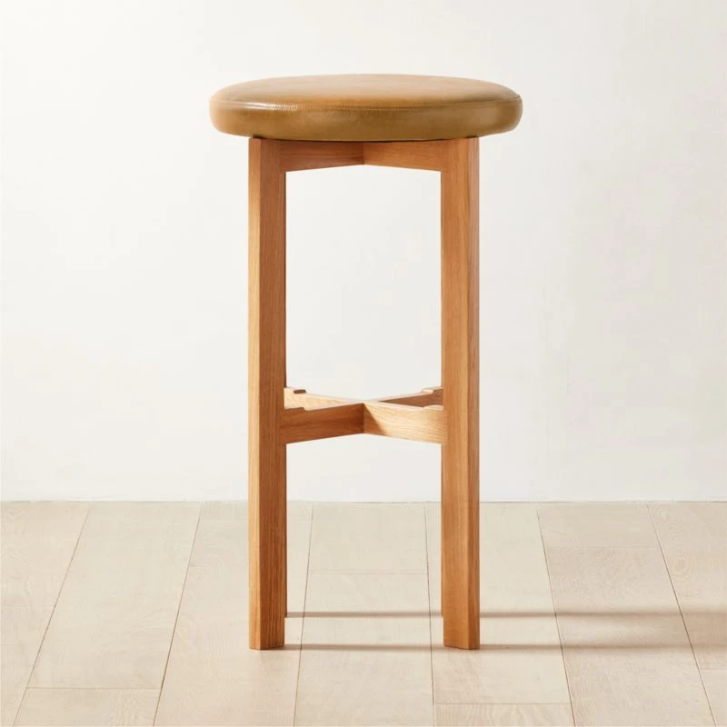 La Piedra Backless Brown Leather Bar Stool Set Of 2 3 La Piedra Backless Brown Leather Bar Stool Set Of 2