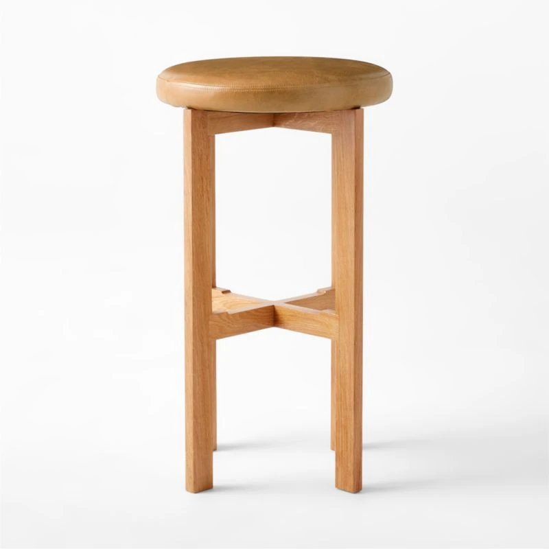 La Piedra Backless Brown Leather Bar Stool Set Of 2 5 La Piedra Backless Brown Leather Bar Stool Set Of 2 - Image 3