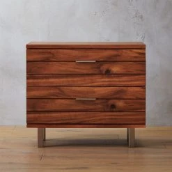 Linear 2-Drawer Wood Nightstand