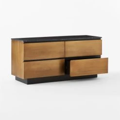 Logan 4-Drawer Black Marble-Top Dresser -Cb2 Pop Shop LoganBsNBkMrblLowDresser3QAVSSS23