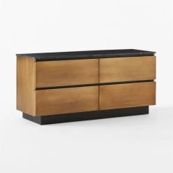Logan 4-Drawer Black Marble-Top Dresser -Cb2 Pop Shop LoganBsNBkMrblLowDresser3QSSS23