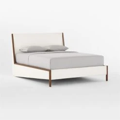 Malena White Boucle Queen Bed -Cb2 Pop Shop MalenaQueenBed3QSSF22