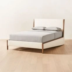 Malena White Boucle Queen Bed -Cb2 Pop Shop MalenaQueenBedAVSHF22