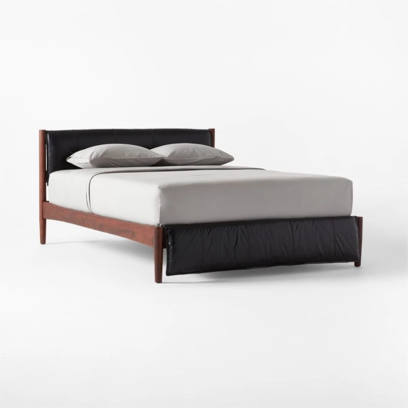 Maraba Black Leather Queen Bed 5 Maraba Black Leather Queen Bed - Image 3