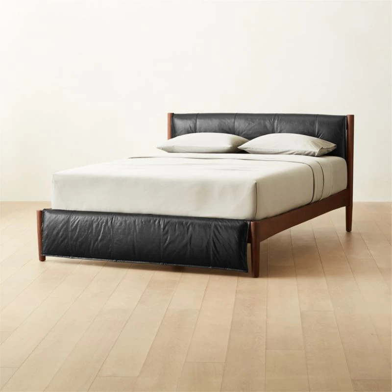 Maraba Black Leather Queen Bed 4 Maraba Black Leather Queen Bed - Image 2