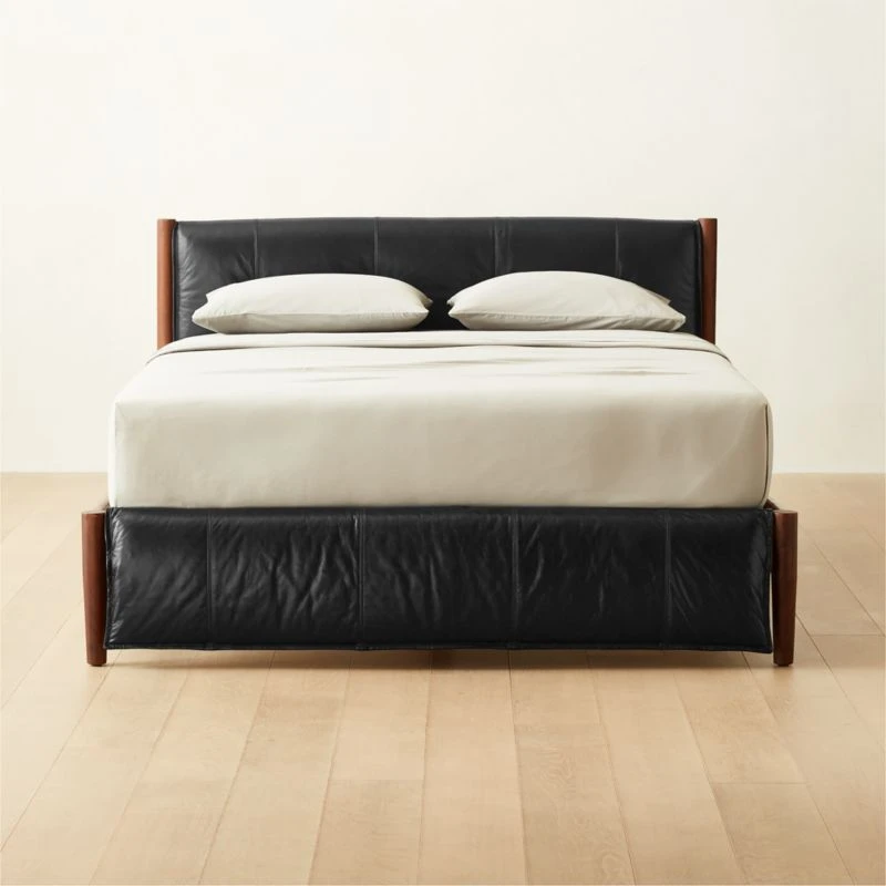 Maraba Black Leather Queen Bed 3 Maraba Black Leather Queen Bed