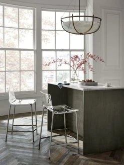 Chiaro Clear Counter Stool Nickel -Cb2 Pop Shop MarbleTopGreyWoodIslandJL19