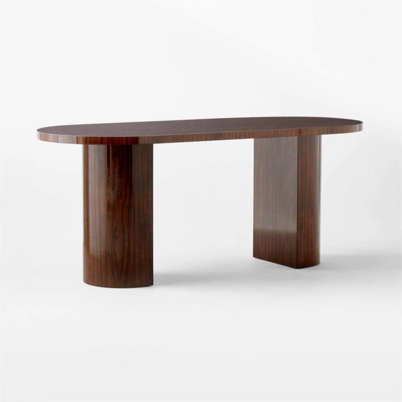 Marisa High-Gloss Walnut Wood Desk 70'' 5 Marisa High-Gloss Walnut Wood Desk 70'' - Image 3