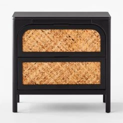 Miri 2-Drawer Black Cane Nightstand -Cb2 Pop Shop MiriNightstandSOSSF21
