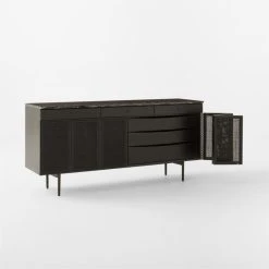 New England Black Ebonized Oak Wood Console Table Cabinet Model 7706 -Cb2 Pop Shop NewEnglandBkConsoleCbnt3QAVSSF22