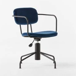 Nyle Navy Blue Velvet Office Chair 10 Nyle Navy Blue Velvet Office Chair -Cb2 Pop Shop NyleNavyVlvtChair3QSSS23