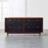 Oberlin 4-Drawer Black Leather And Wood Dresser -Cb2 Pop Shop OberlinLowDresserSHS18 1x1