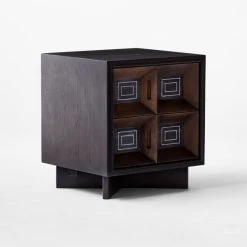 Paseo 2-Drawer Carved Black Oak Wood Nightstand -Cb2 Pop Shop PaseoNightstand3QSSF21