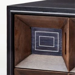 Paseo 2-Drawer Carved Black Oak Wood Nightstand -Cb2 Pop Shop PaseoNightstandAVSSF21