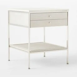 Connoisseur 2-Drawer White Oak Wood Nightstand With Marble Top Model 8714 -Cb2 Pop Shop PaulMccobb8714WWCnNtstd3QSSS22