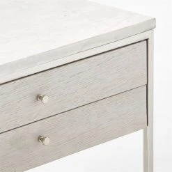 Connoisseur 2-Drawer White Oak Wood Nightstand With Marble Top Model 8714 -Cb2 Pop Shop PaulMccobb8714WWCnNtstdAVSSS22