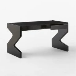 Perno 2-Drawer High-Gloss Black Oak Wood Desk -Cb2 Pop Shop PernoDesk3QAVSSS23