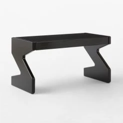 Perno 2-Drawer High-Gloss Black Oak Wood Desk -Cb2 Pop Shop PernoDesk3QBSSS23