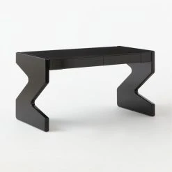 Perno 2-Drawer High-Gloss Black Oak Wood Desk -Cb2 Pop Shop PernoDesk3QSSS23