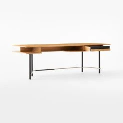 Portofino Cerused White Oak Wood Desk -Cb2 Pop Shop PortofinoCerusedOakDesk3QAVSSF22