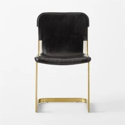 Rake Black Leather Chair -Cb2 Pop Shop RakeBrassChairSOSSS23 1