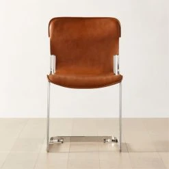 Rake Brown Leather Dining Chair