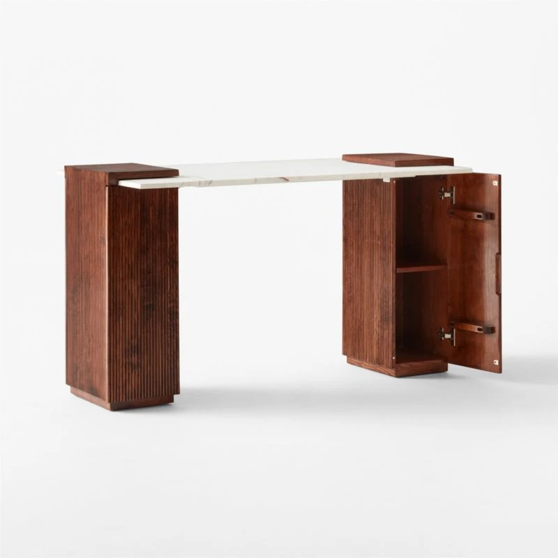 Reach White Marble-Top Desk 6 Reach White Marble-Top Desk - Image 4