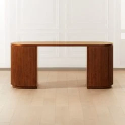 Reid Oval Brown Wood Storage Desk