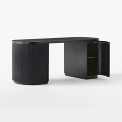 Reid Oval Black Wood Storage Desk -Cb2 Pop Shop ReidEbonizedDesk3QAVSSS23