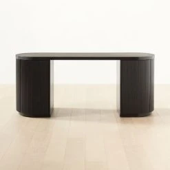 Reid Oval Black Wood Storage Desk