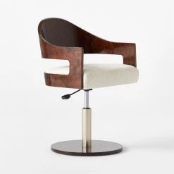 Renato Chenille And Burl Wood Office Chair -Cb2 Pop Shop RenatoBrlWdOfficeChair3QSSF22