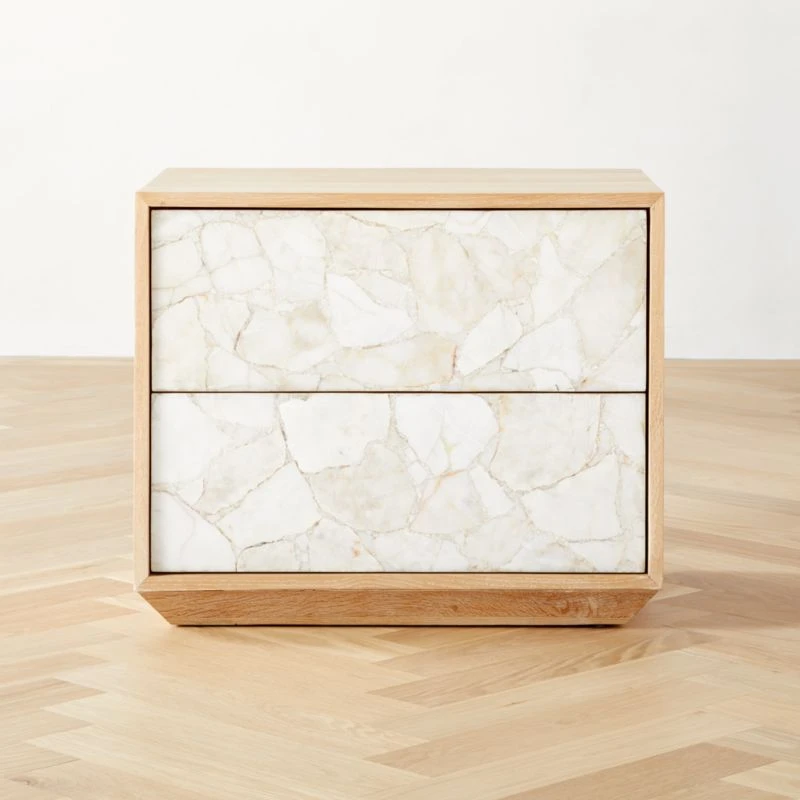 Rocca 2-Drawer Agate And White Oak Wood Nightstand 3 Rocca 2-Drawer Agate And White Oak Wood Nightstand