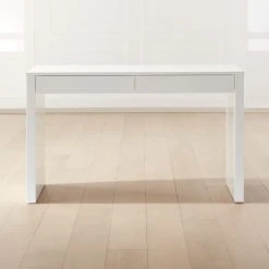 Runway 2-Drawer White Lacquered Wood Desk