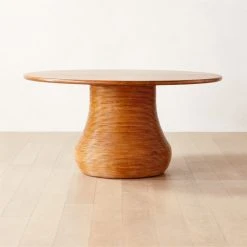 Salamina Rattan-Wrapped Round Wood Dining Table