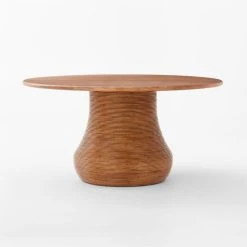 Salamina Rattan-Wrapped Round Wood Dining Table -Cb2 Pop Shop SalaminaRttnRndDnngTableSOSSF22