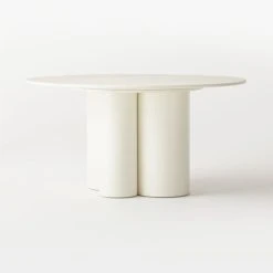 Sannois Round Lacquered Linen White Dining Table -Cb2 Pop Shop SannoisLcqrdLnDnngTable3QBSSS22