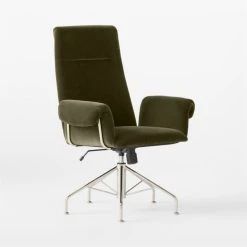 Saviti Olive Velvet Office Chair -Cb2 Pop Shop SavitiOliveVlvtOffcChair3QSSF22