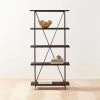 Scala Black Wood Bookshelf With Metal Frame 2 Scala Black Wood Bookshelf With Metal Frame -Cb2 Pop Shop ScalaBkWdOpenBookcaseAVSHS22