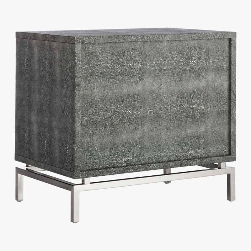 2-Drawer Grey Shagreen Nightstand 11 2-Drawer Grey Shagreen Nightstand - Image 9