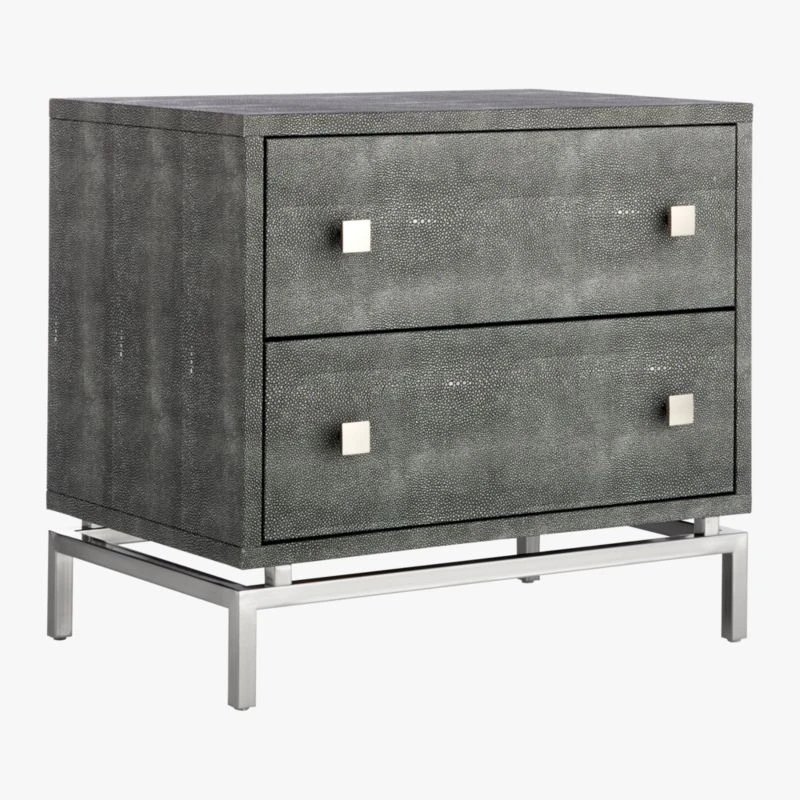 2-Drawer Grey Shagreen Nightstand 7 2-Drawer Grey Shagreen Nightstand - Image 5