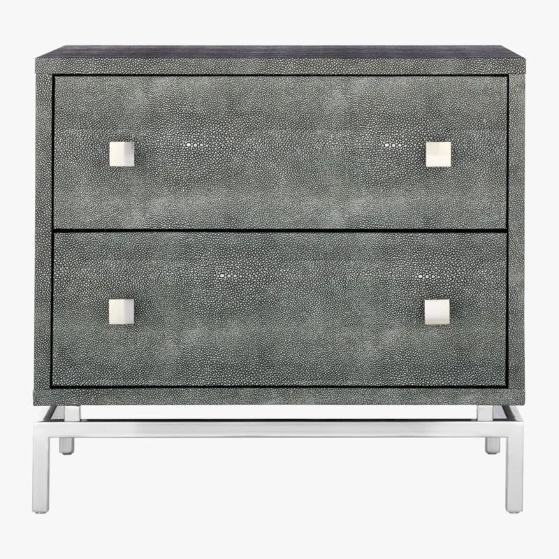 2-Drawer Grey Shagreen Nightstand 6 2-Drawer Grey Shagreen Nightstand - Image 4