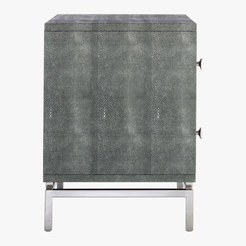 2-Drawer Grey Shagreen Nightstand 9 2-Drawer Grey Shagreen Nightstand - Image 7