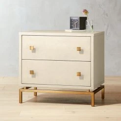 2-Drawer Ivory Shagreen Nightstand
