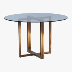 Silverado Brass 47" Round Dining Table -Cb2 Pop Shop SilveradoTable47inRoundBrass3QS16